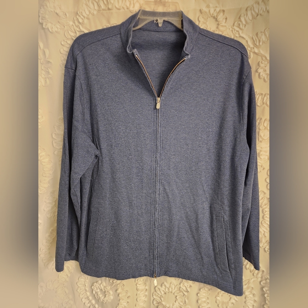 J Hilburn Men's Navy blue full zip 100% cotton jacket XXL golf athleisure
